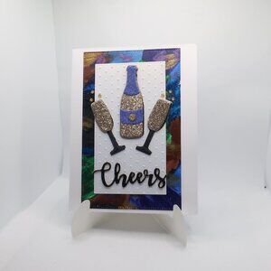 Festive Cheers Card with Multi Colored Hand-Painted Accents